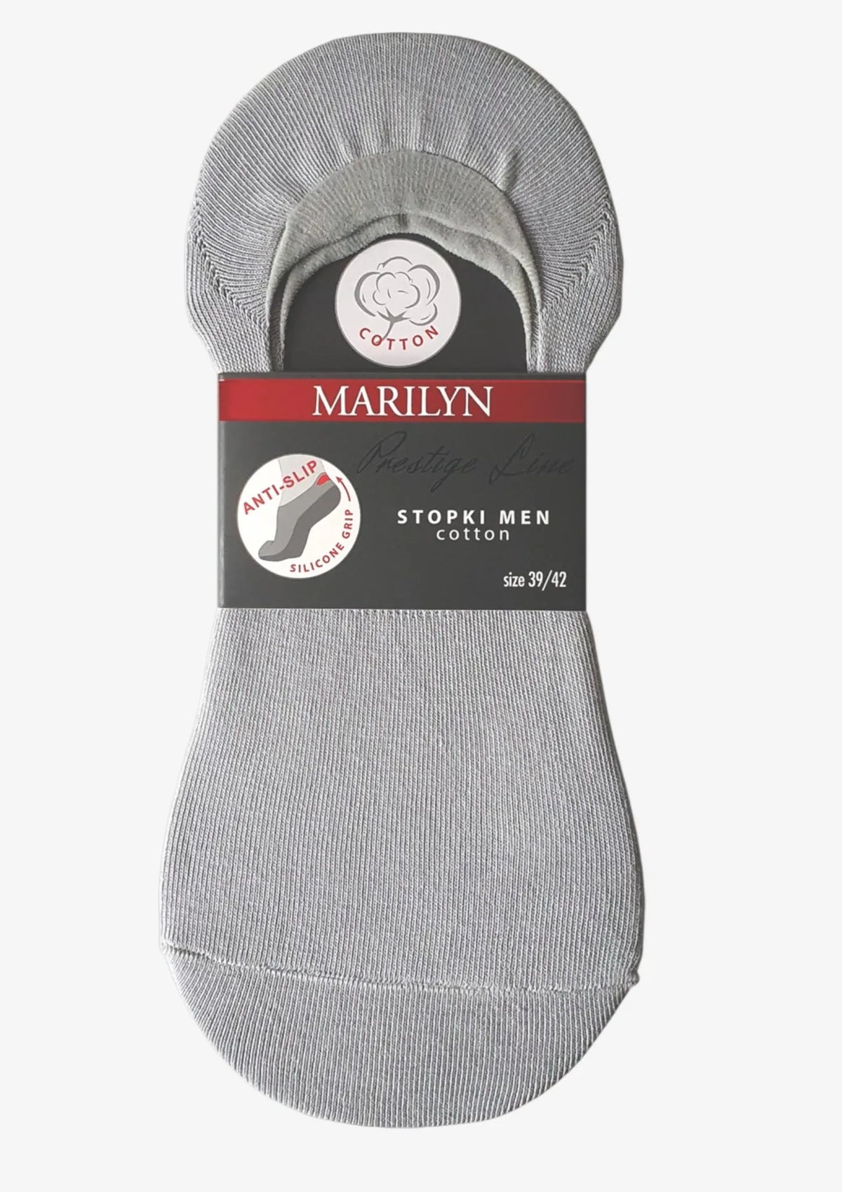 Stopki męskie bawełniane z silikonowym paskiem Anti-Slip Prestige Line Marilyn