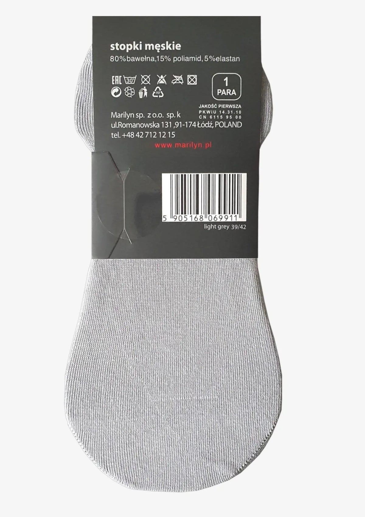 Stopki męskie bawełniane z silikonowym paskiem Anti-Slip Prestige Line Marilyn