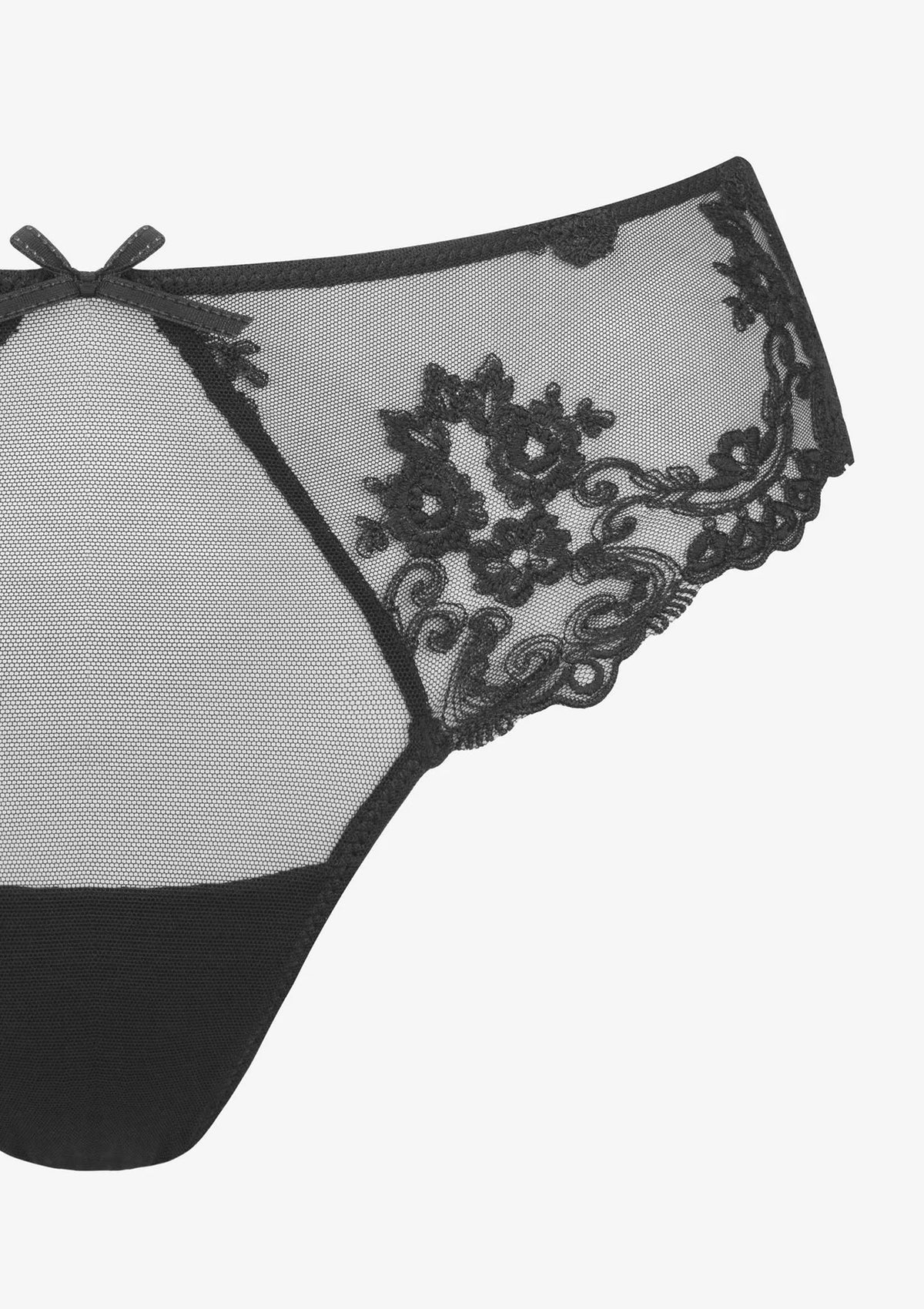 Stringi damskie z eleganckiej koronki i tiulu Glam Nero 1943 Sielei
