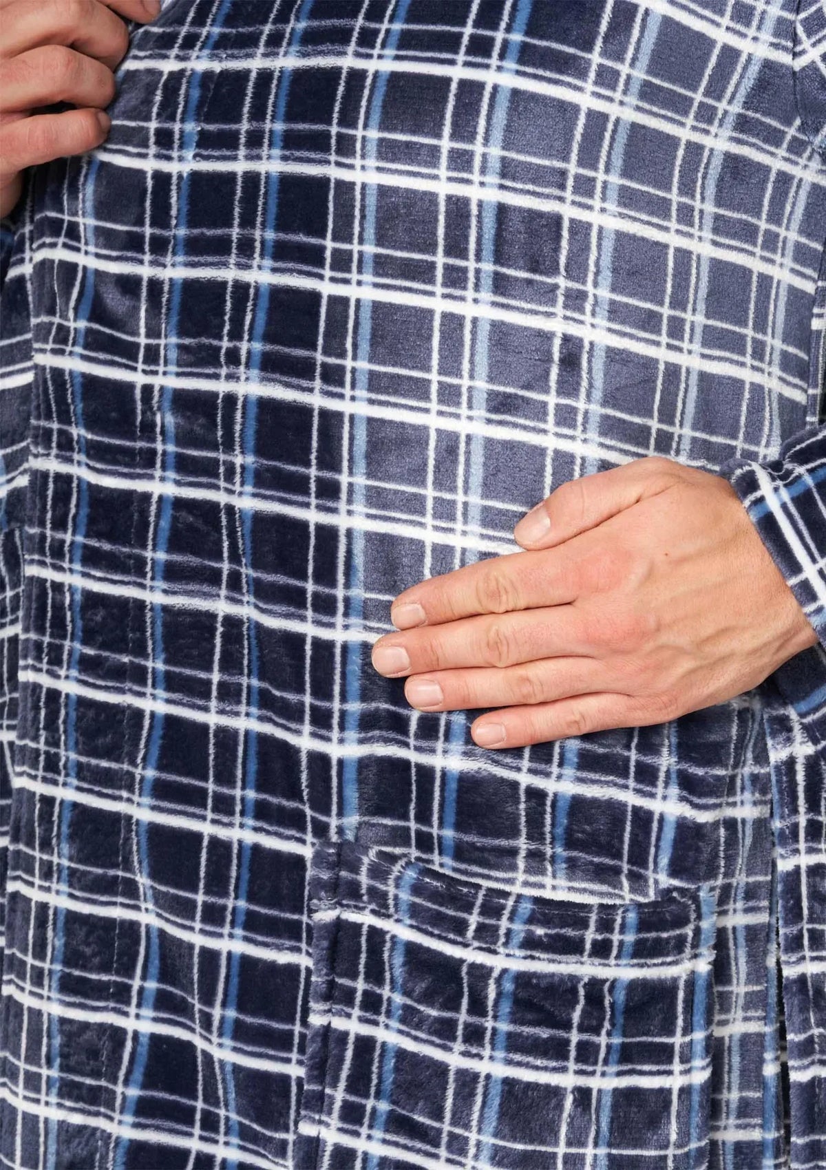 Szlafrok męski długi o eleganckim fasonie z miękkiej dzianiny MGL 432 Key