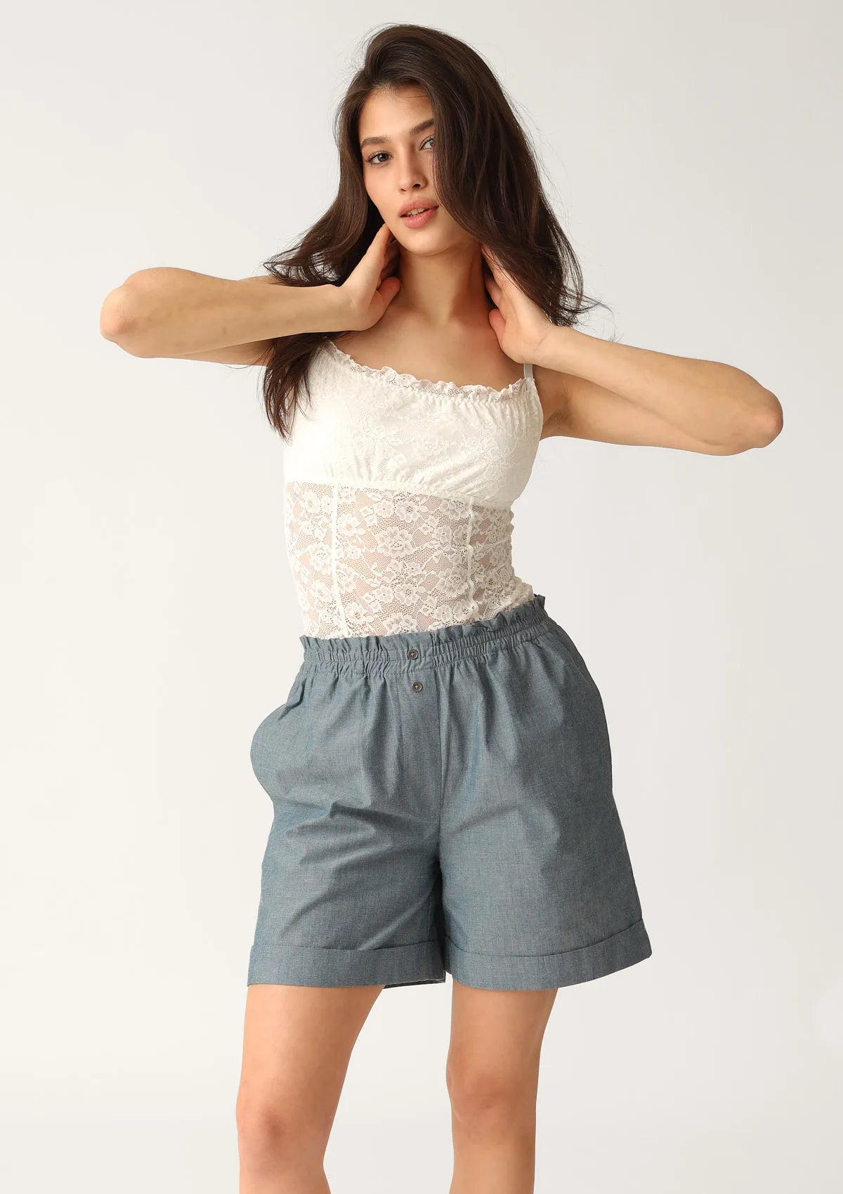 Szorty damskie bawełniane denim LH401-16 Naviale
