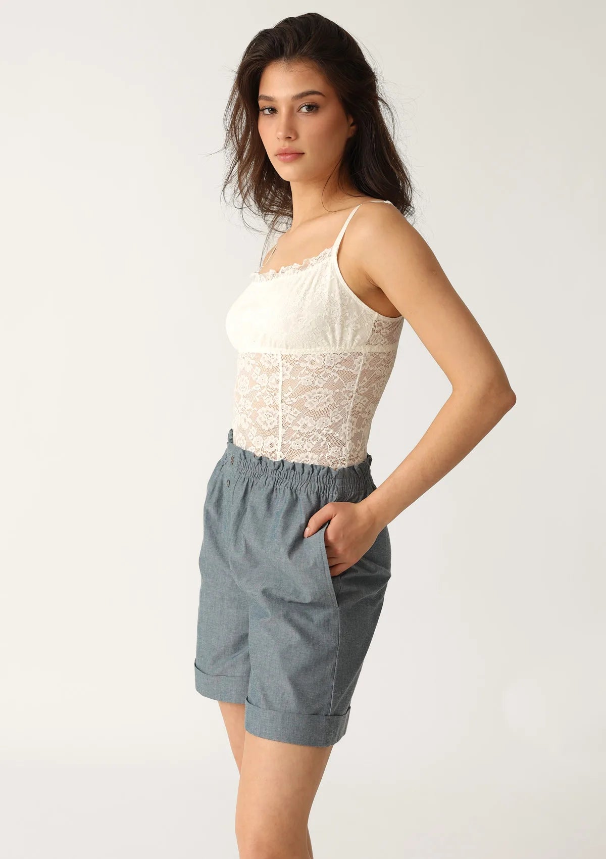 Szorty damskie bawełniane denim LH401-16 Naviale