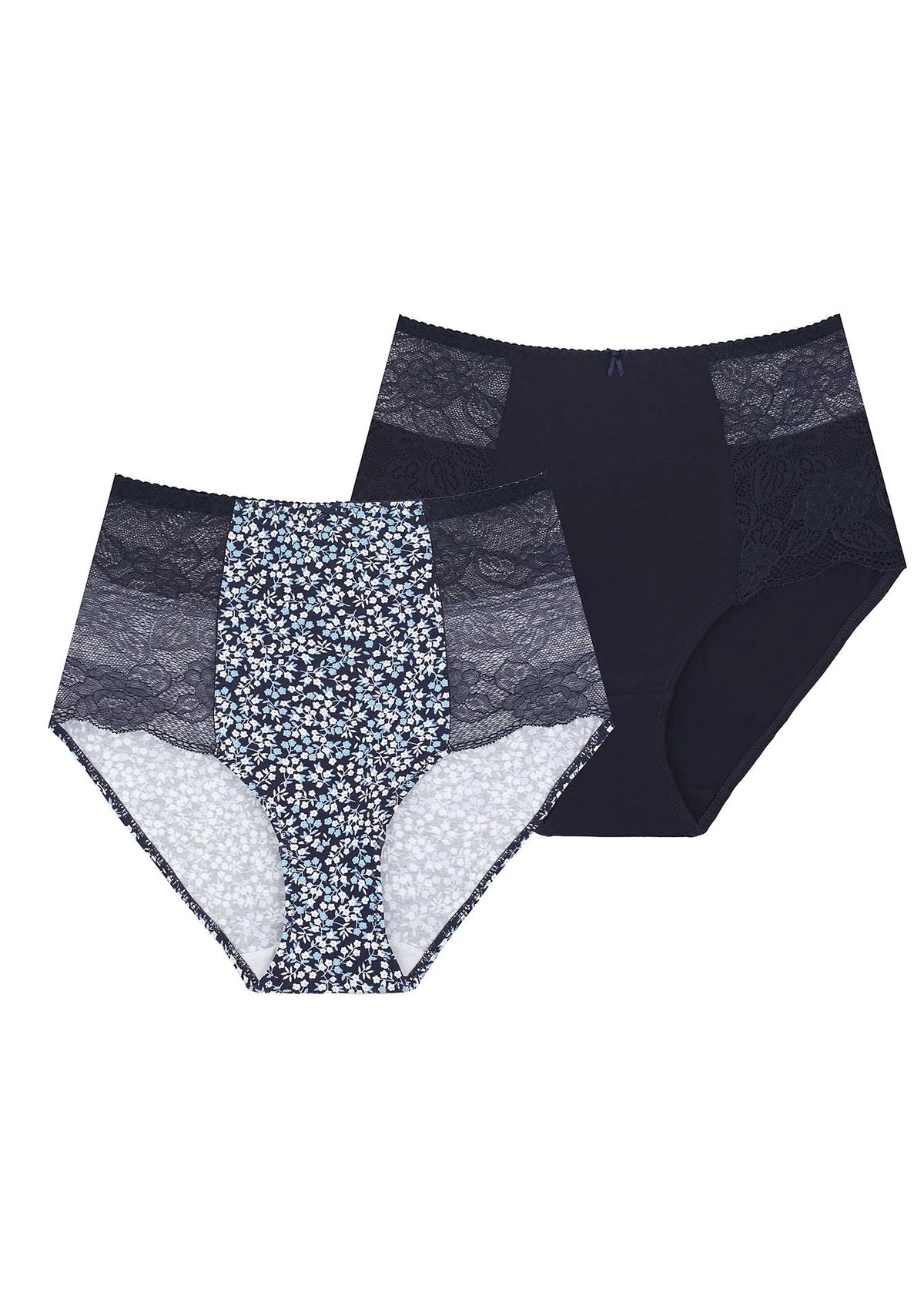 Wysokie figi damskie (2 pack) z koronką po bokach LPF 172