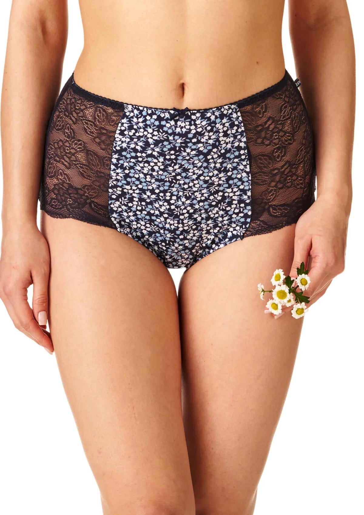 Wysokie figi damskie (2 pack) z koronką po bokach LPF 172