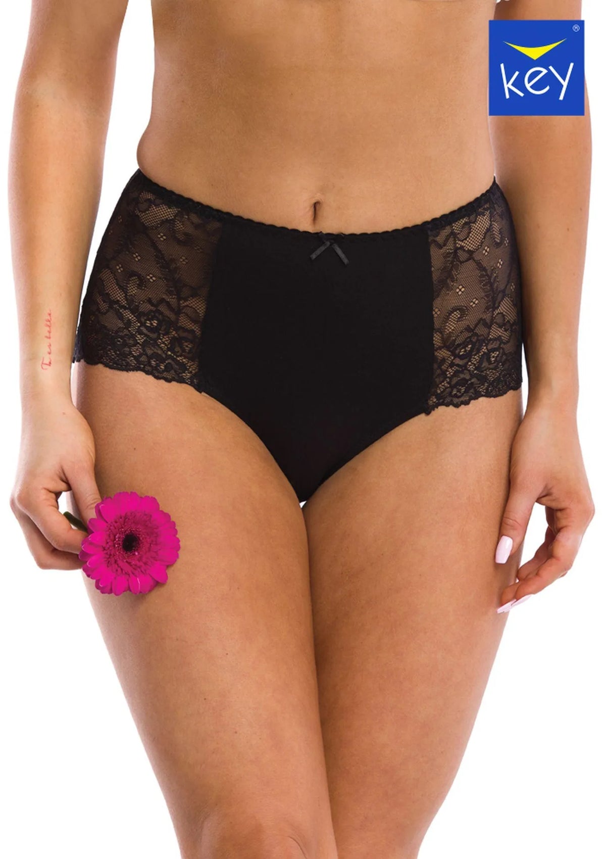 Wysokie figi damskie (2 pack) z koronką po bokach LPF 280