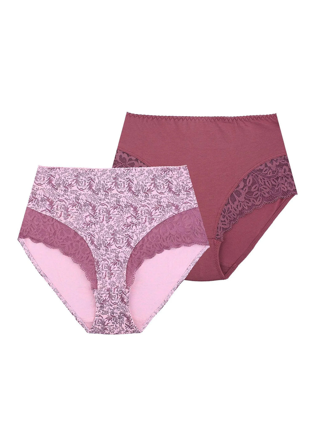 Wysokie figi damskie (2 pack) z koronkowym wykończeniem LPF 940