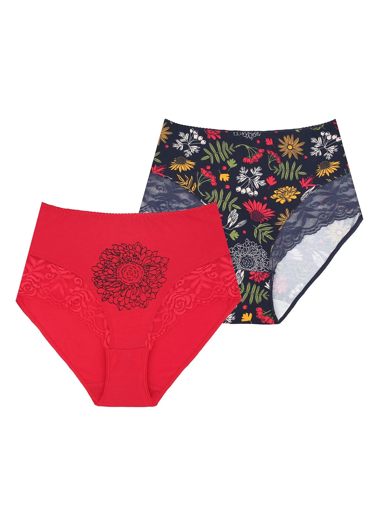 Wysokie wzorzyste figi damskie (2 pack) z koronką LPF 567