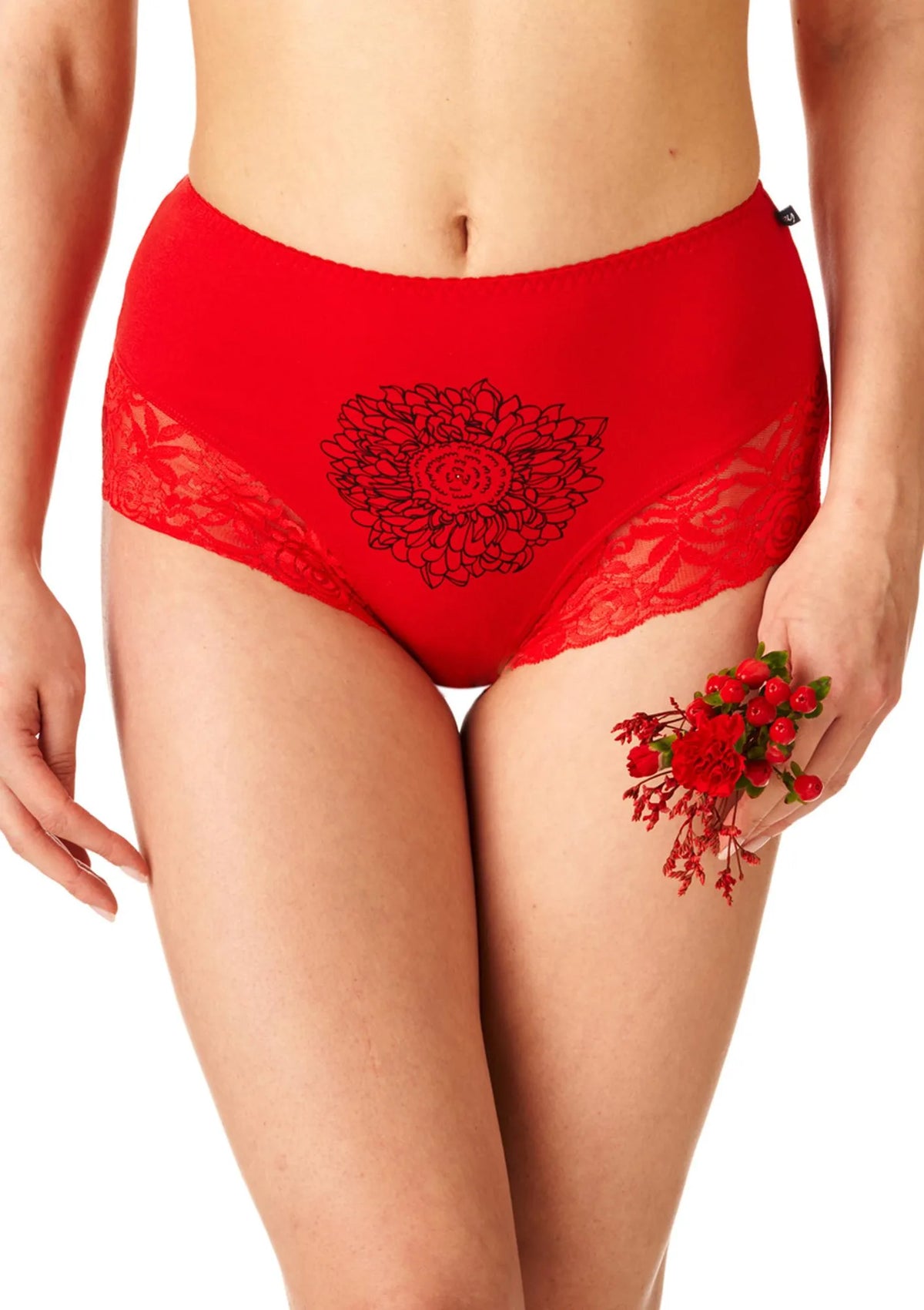 Wysokie wzorzyste figi damskie (2 pack) z koronką LPF 567