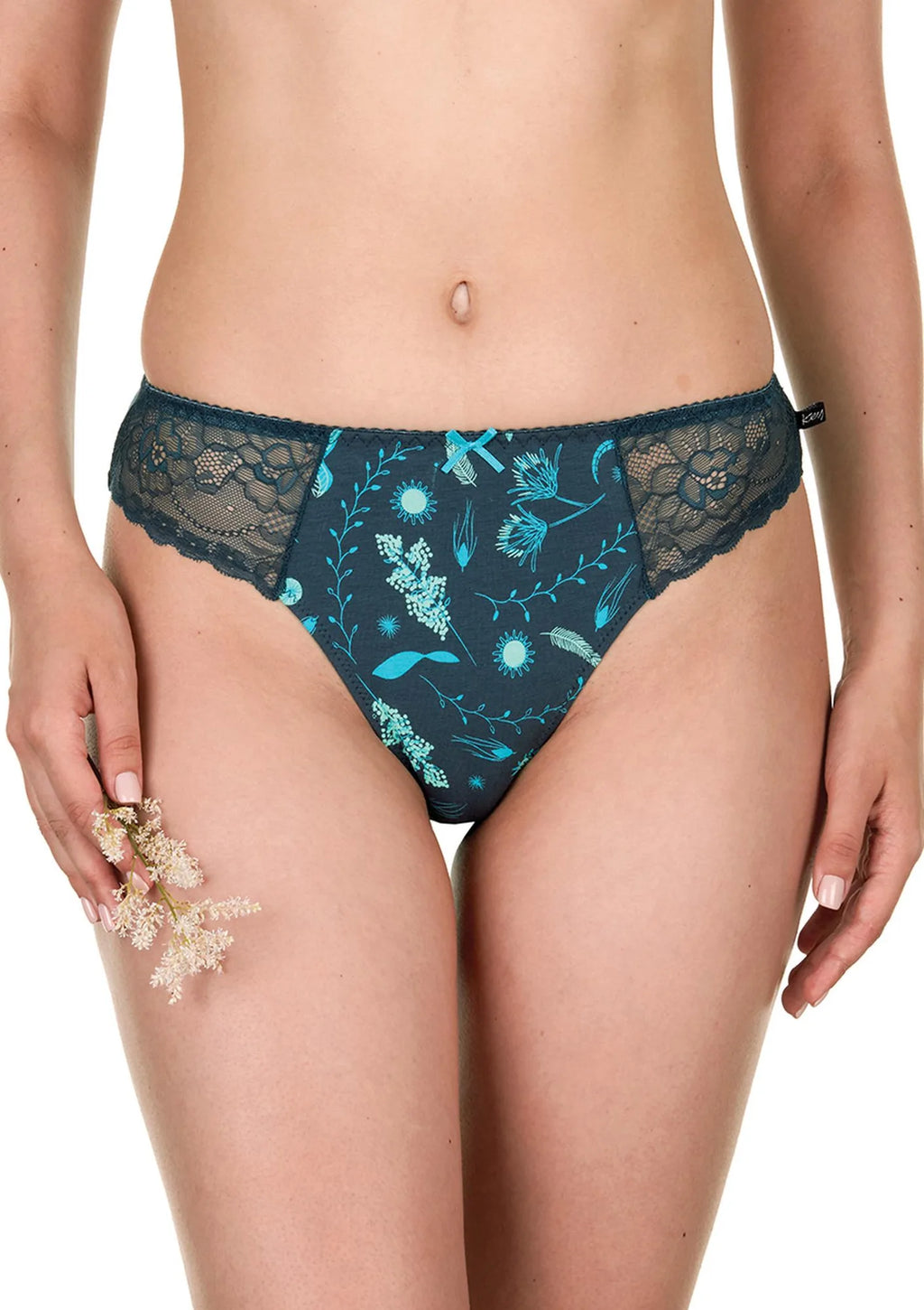Wzorzyste figi bikini (2 pack) z koronką po bokach LPH 931