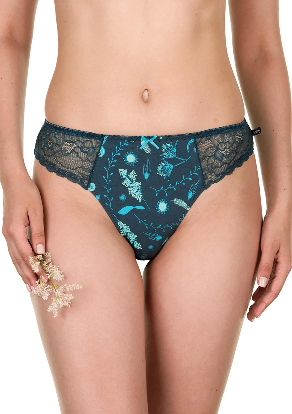 Wzorzyste figi bikini (2 pack) z koronką po bokach LPH 931