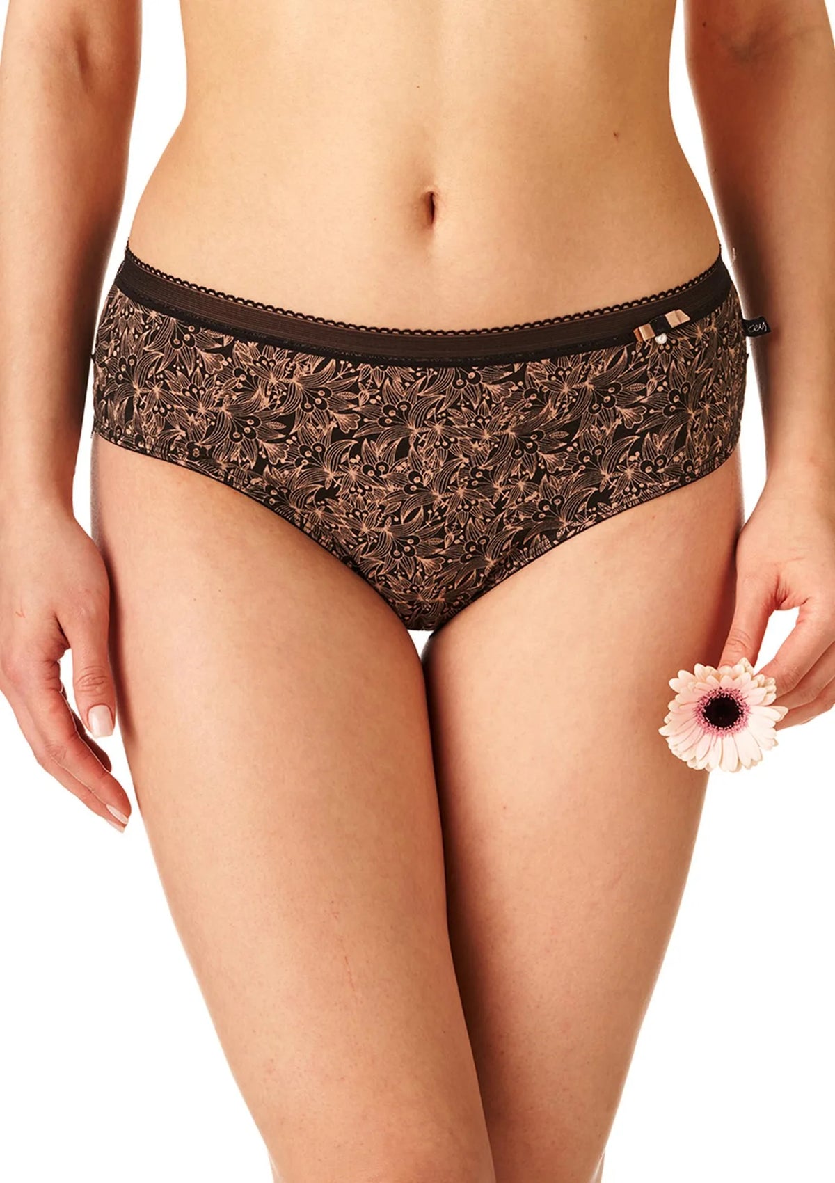 Wzorzyste figi damskie (2 pack) z koronkowym wykończeniem przy pośladkach LPC 725