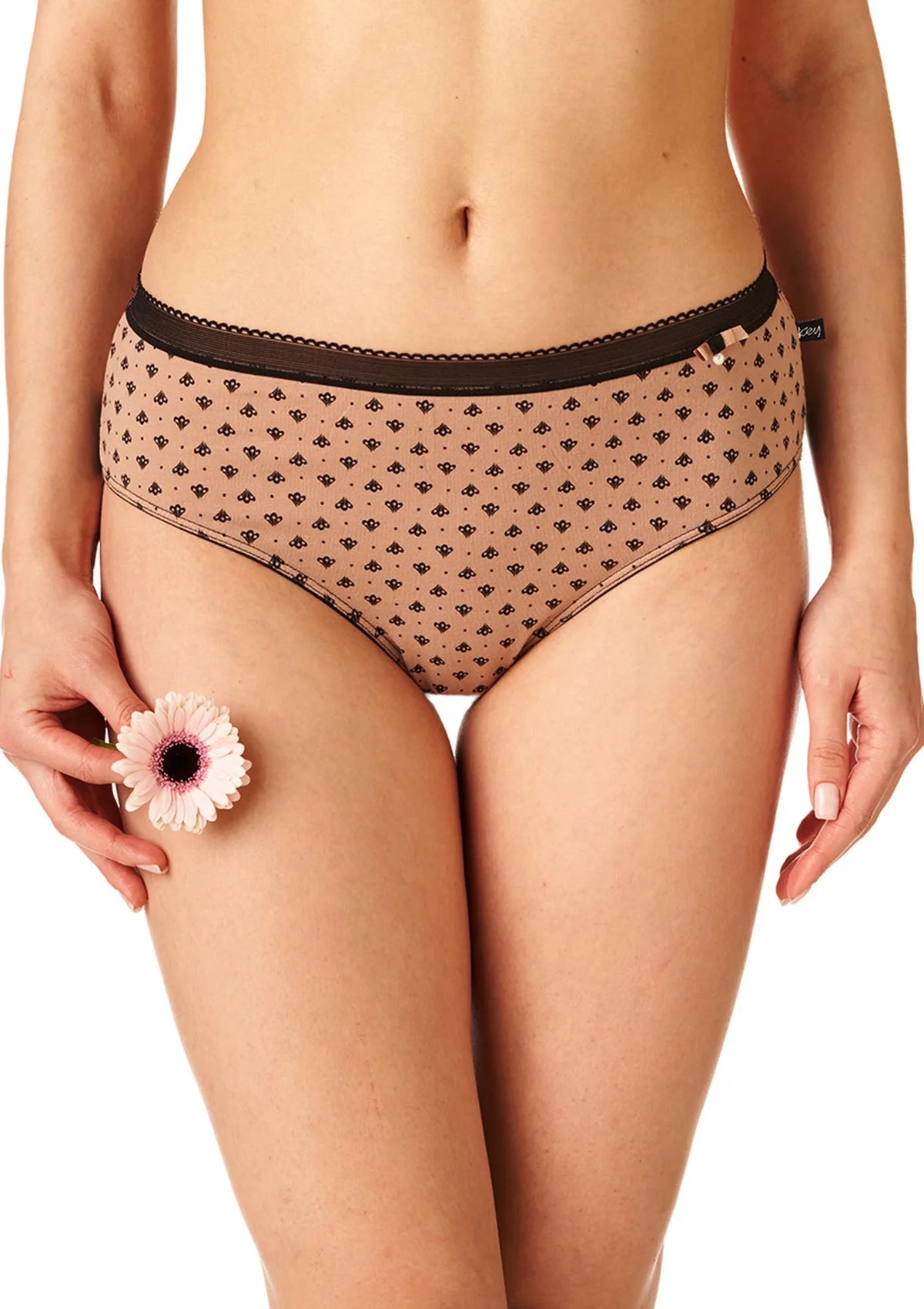 Wzorzyste figi damskie (2 pack) z koronkowym wykończeniem przy pośladkach LPC 725