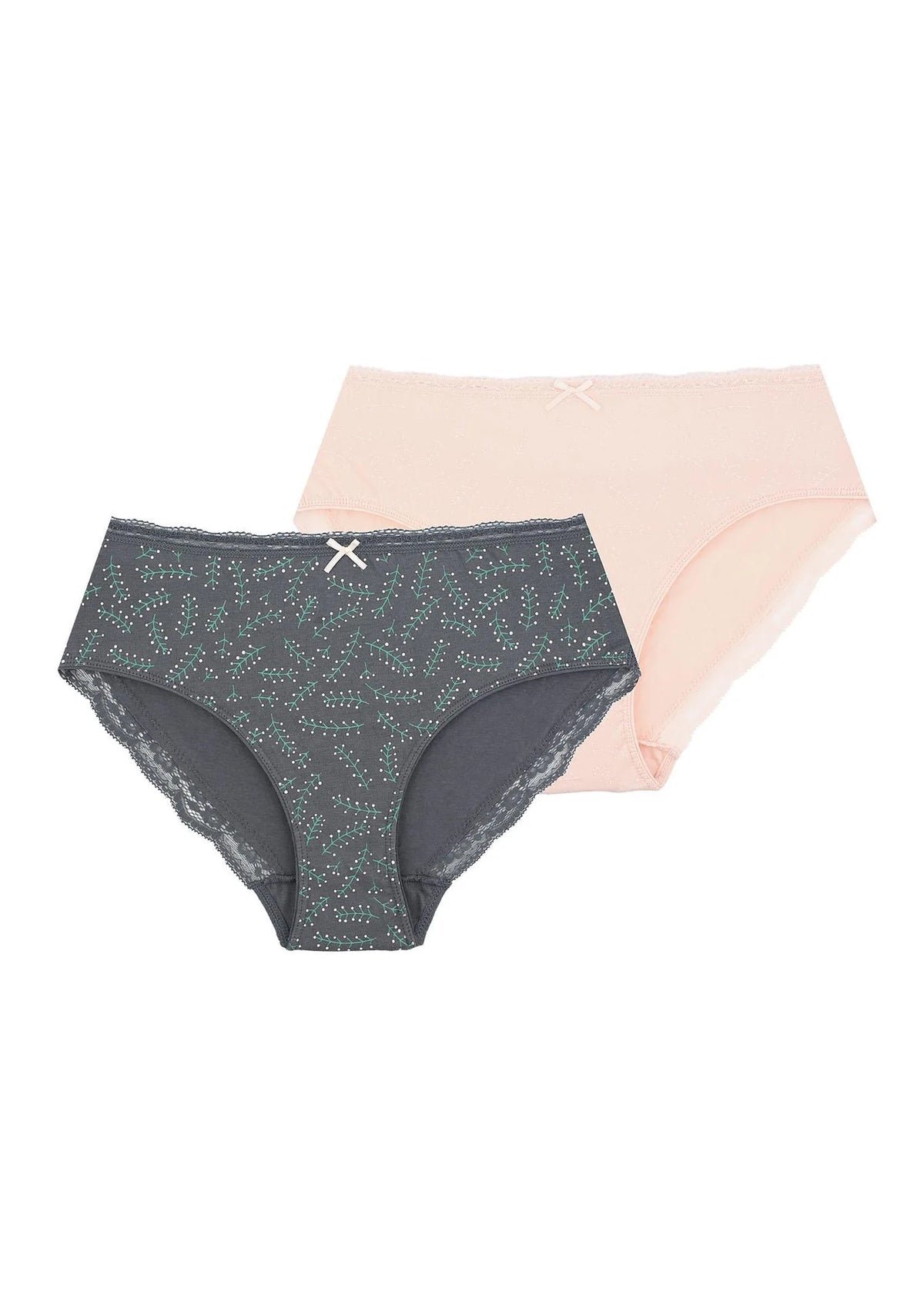 Wzorzyste figi damskie (2 pack) z koronkowym brzegiem na pośladkach LPC 936