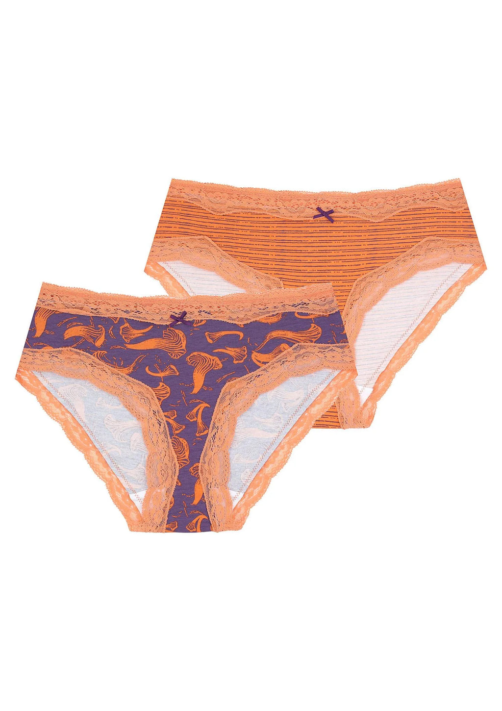 Wzorzyste figi damskie (2 pack) z koronkowym obszyciem LPP 752
