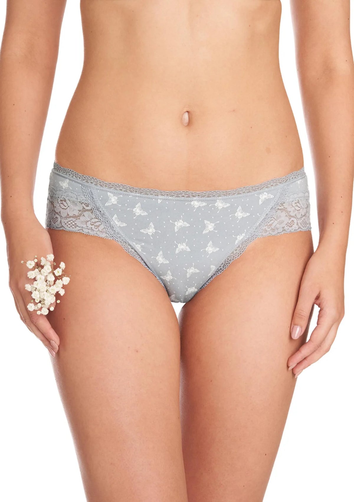 Wzorzyste niskie figi damskie (2 pack) z koronką LPC 973
