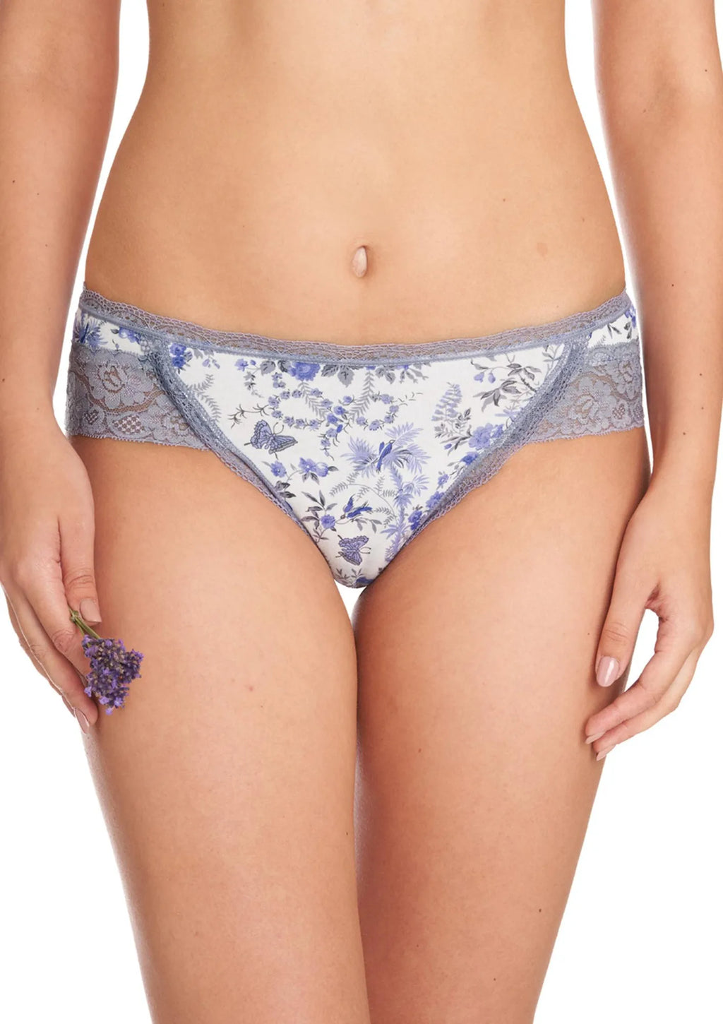 Wzorzyste niskie figi damskie (2 pack) z koronką LPC 973