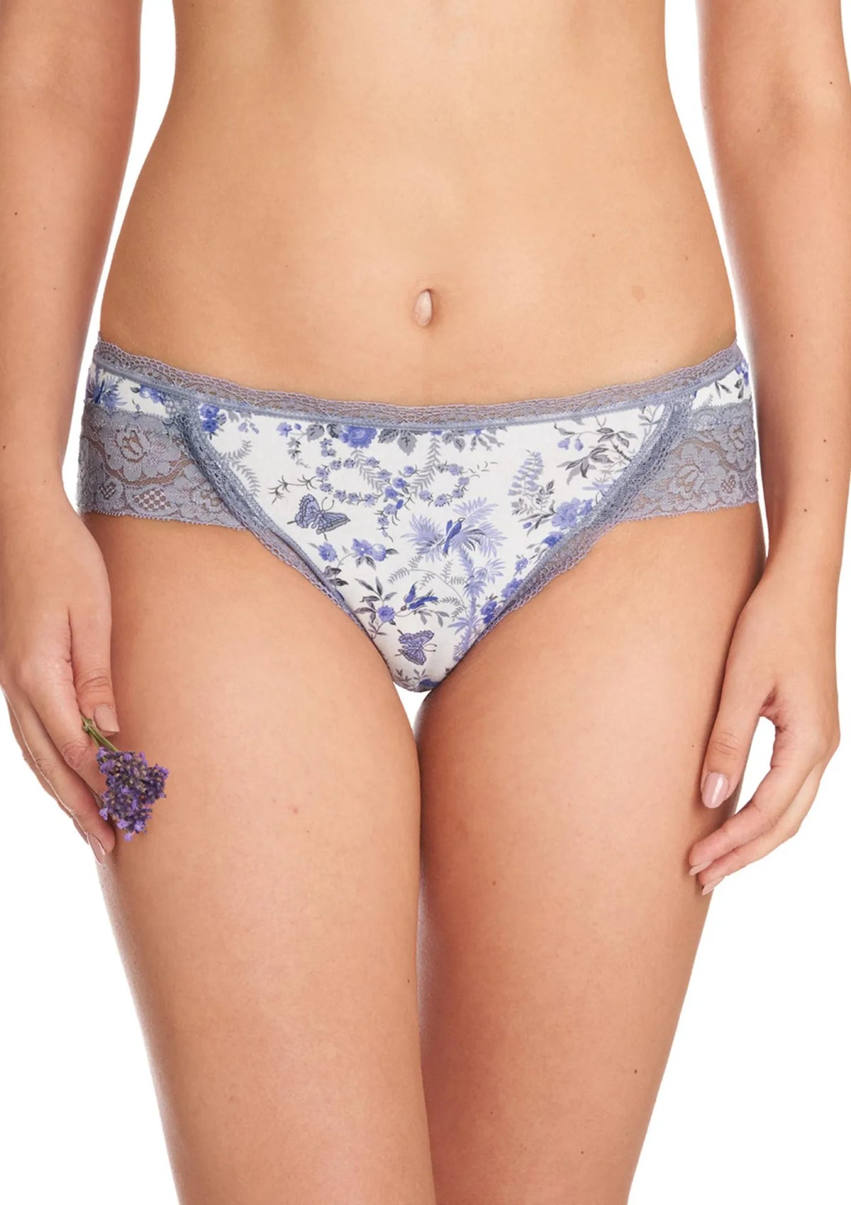 Wzorzyste niskie figi damskie (2 pack) z koronką LPC 973